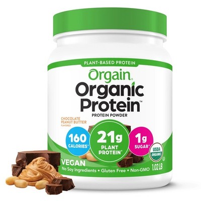 Orgain Vegan 21g Protein Powder, Chocolate Peanut Butter, 1.02lb