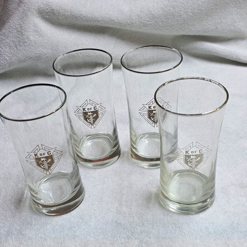 Knights of Columbus Logo Clear Glass Tumblers Drinking Glasses Set of 4