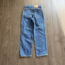 Vintage LEVI'S 550 Jeans Youth 8 Slim Fit Blue Denim Orange Tab