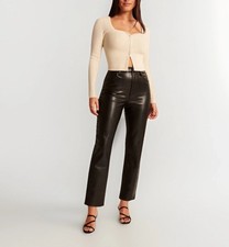 Abercrombie  Fitch Womens Ultra High-Rise Vegan Leather Straight Pant 27/4 NEW 