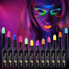 12 Color UV Neon Face Body Paint Glow Blacklight Fluorescent Makeup Crayons