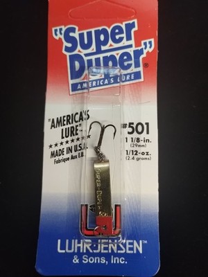NOS   Luhr Jensen Super Duper  501  Brass Red Head Fishing Lure 