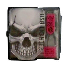 Cigarette Case w/Safety Sealed Rechargeable USB Lighter Metal Charging Cord Inc.