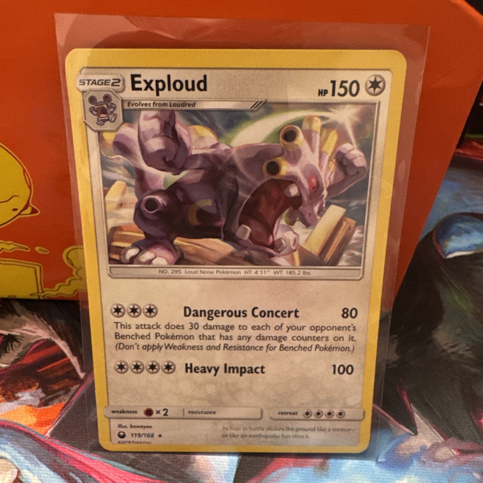 2018 Pokemon Exploud 119/168 Rare Non-Holo Celestial Storm LP
