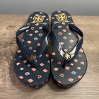 Tory Burch Navy Blue Fresh Blueberry Wild Pansy Flip Flops — photo 1