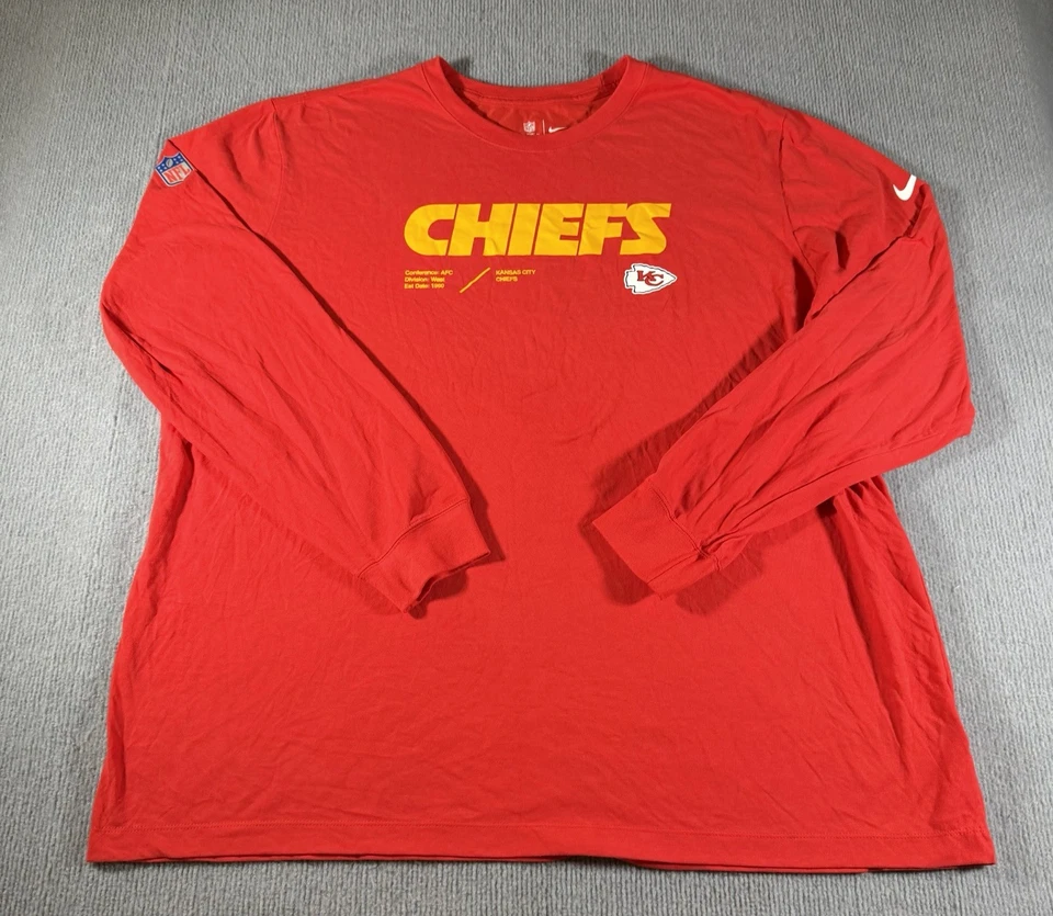 Kansas City Chiefs Nike NFL On Field Dri Fit 3XL Long Sleeve Shirt Mens Red - Image 2 of 4