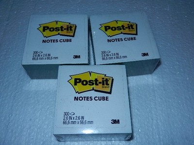 3 new 3M Post-it Notes Cube 2.6''x2.6'' 300 x 3 = 900 Sheets note sheet 2.6'' 2.6 