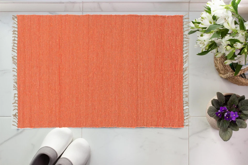 Alfombra Linon Berber Lazo Tejida a Mano Lana 1'10"x2'10" en Coral Foto 3 de 4