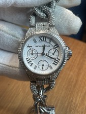 Michael Kors MK-3390 Quartz Chronograph 50m Silver Tone Pav Bracelet Watch