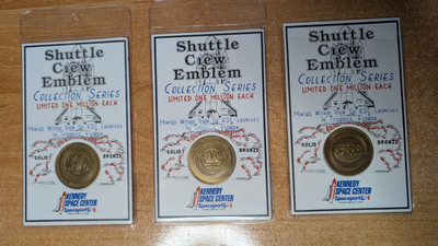 3x NASA Space Shuttle Gedenkmünzen Bronze - STS-64, STS-65, STS-68 - OVP KSC