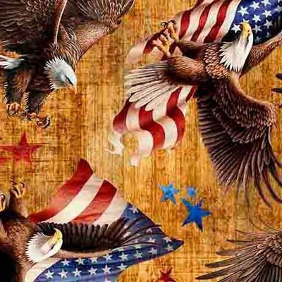 1776 By Quilting Treasures - Amber American Eagle & Flag Toss  #31661-S