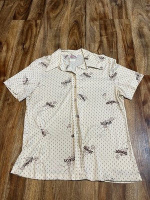  VTG 70s 80s LUCKY WINNER SHORT SLEEVE BUTTON DOWN BLOUSE 15/16  