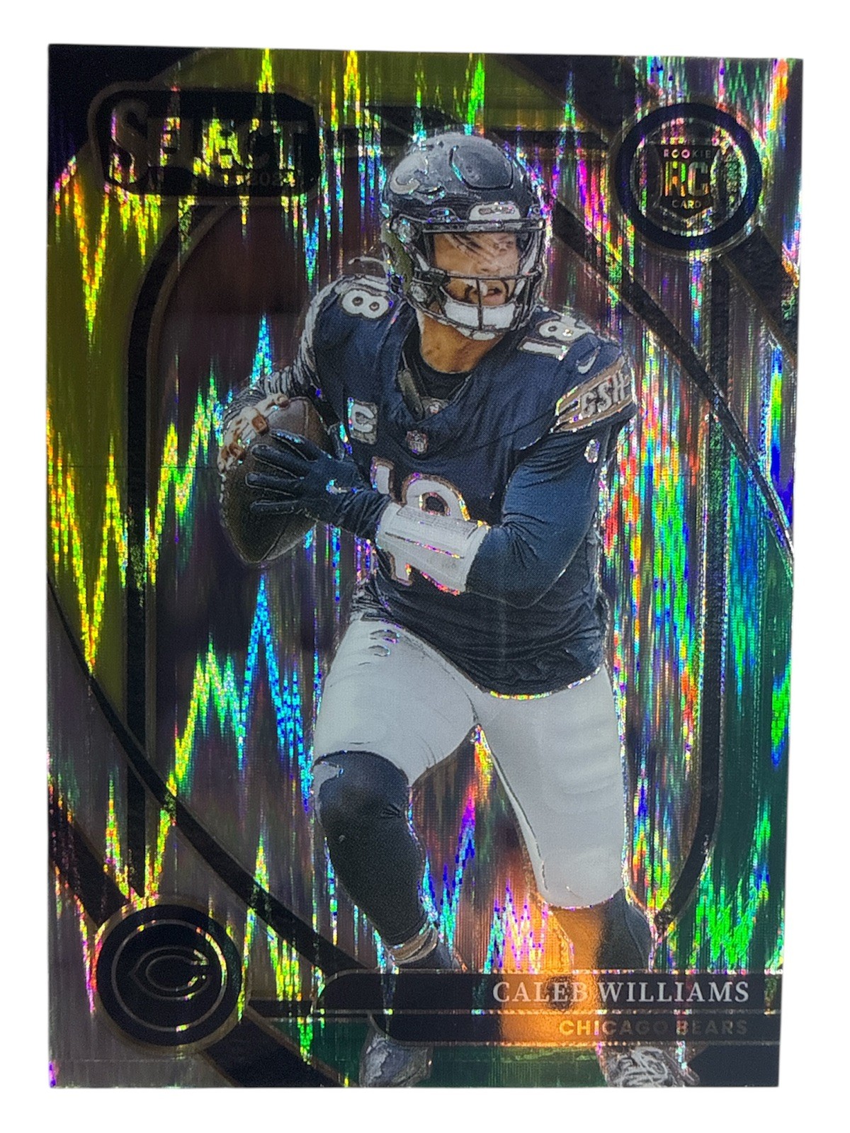 2024 Panini Select - Club Level Caleb Williams #216 Green & Yellow Shock Prizm