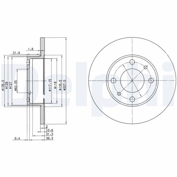 2X Delphi Bremsscheibe BG2147 FüR Autobianchi Fiat Fso Lancia Seat Zastava-image