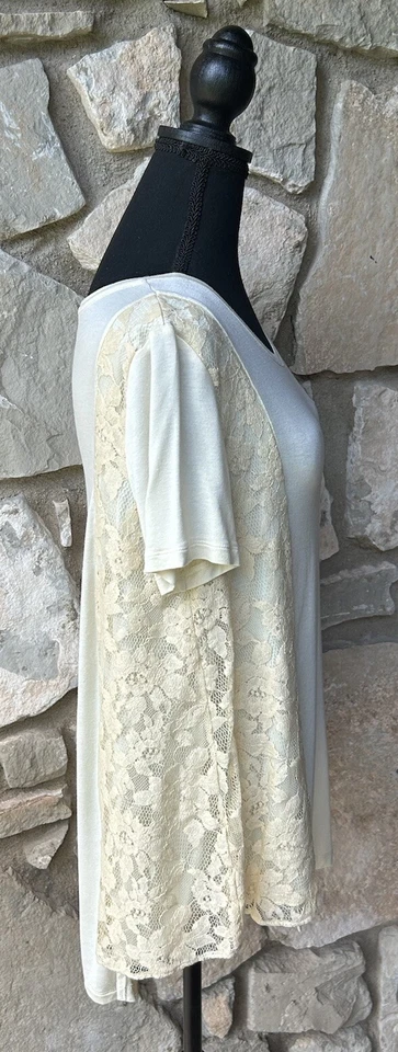 Top túnica pequeño amarillo dobladillo aymétrico ribete encaje LOGO de LORI GOLDSTEIN NUEVO SIN ETIQUETAS Foto 2 de 4