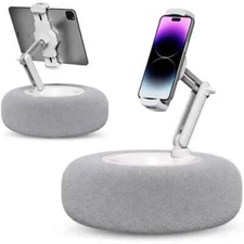 Plush Pillow Mobile Phone Tablet Holder Desktop Stand W/ Adjustable Length Angle