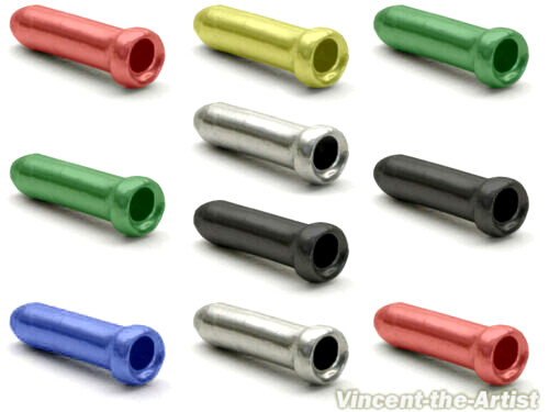 10 COLORFUL Bicycle Cable End Caps Tips - For Brake or Derailleur Bike Parts - Picture 1 of 12