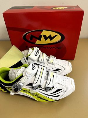 Northwave Rebel 3 SBS MTB Cycling Shoes, Men Size EU 41, White & Green, NWT