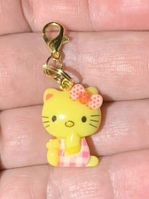 Yellow Hello Kitty Charm Zipper Pull  Keychain Add On Clip 