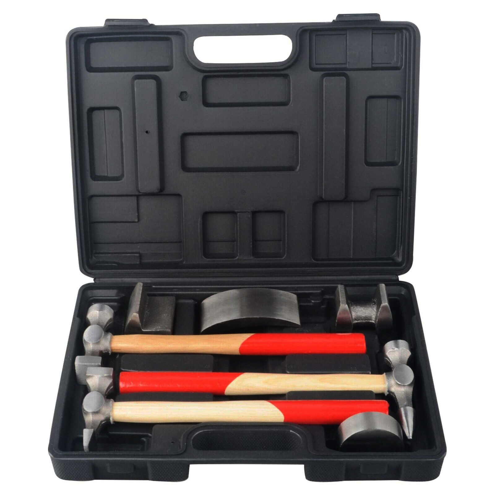 7PC CAR DENT AUTO BODY PANEL REPAIR TOOL KIT HANDLES BEATING DOLLIE