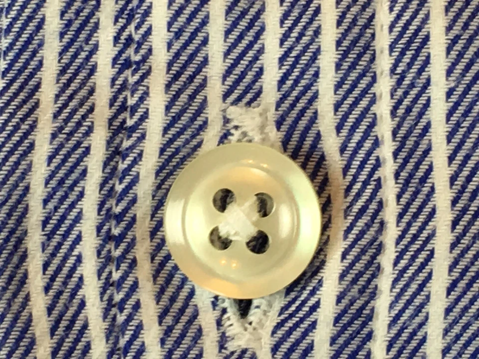 Camisa francesa Coll C a rayas azules de 35 brillos para hombre Robert Talbott 161/2 Large Foto 3 de 4