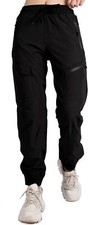 Women's Athletic Hiking Cargo Joggers Pants Outdoor Workout Medium, Black