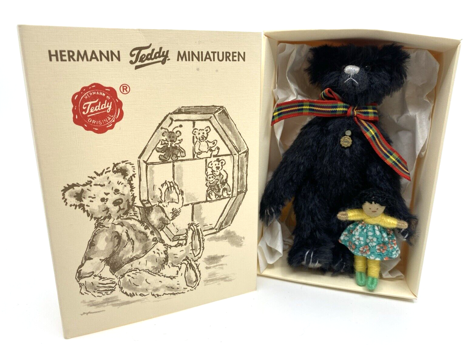 Hermann Teddy Original Ltd Edition Miniature Bear + Rag  Doll - Made in Germany