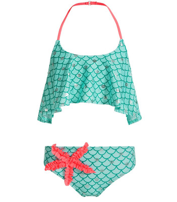 NEW Jantzen Girls 16 Teen Aqua Starfish Mermaid Foil 2 Pc Swimsuit Bikini NWT