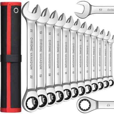 Ratcheting Combination Wrench Set,12Point Box End and Open End WrenchSet Spanner