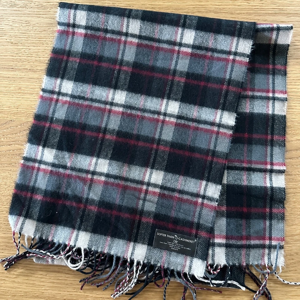 Bufanda rectangular a cuadros más suave que la cachemira 65X12,5 súper suave cálida flecos Foto 2 de 4