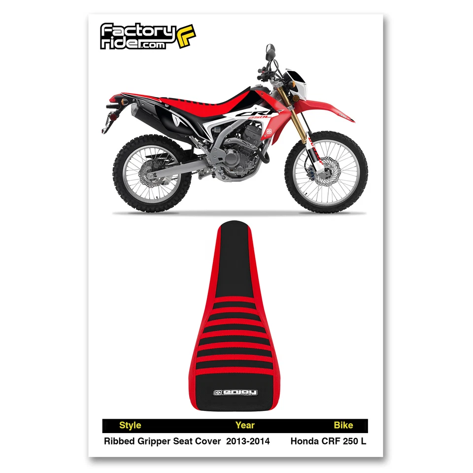 Funda de asiento Honda CRF 250 L 2013-2019 de Enjoy MFG roja y negra con costillas rojas #109 Foto 3 de 4