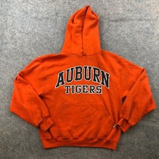 VTG Auburn Tigers Hoodie Men Small Orange Embroidered Sweatshirt Russell *