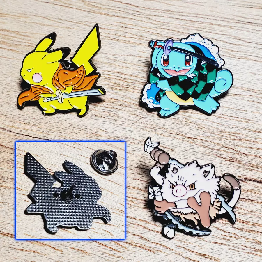 ⚡ Samurai Pokemon enamel pins 3 pc set Demon Slayer Pikachu anime brooch  badge ⚡