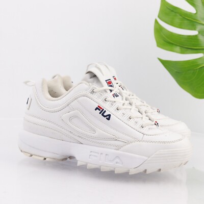 Fila Womens Disruptor II Sneaker Size White Leather Athletic