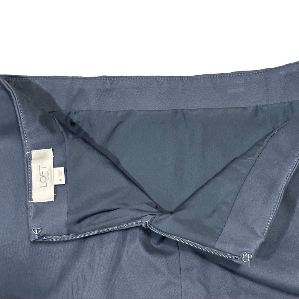 Loft Solid Blue Double Front Zip Shift Skirt - image 4