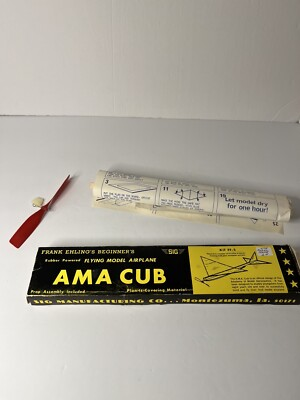 #ad Vintage SIG AMA CUB Flying Model Rubber Band Powered Airplane No Rubber Band $12.55