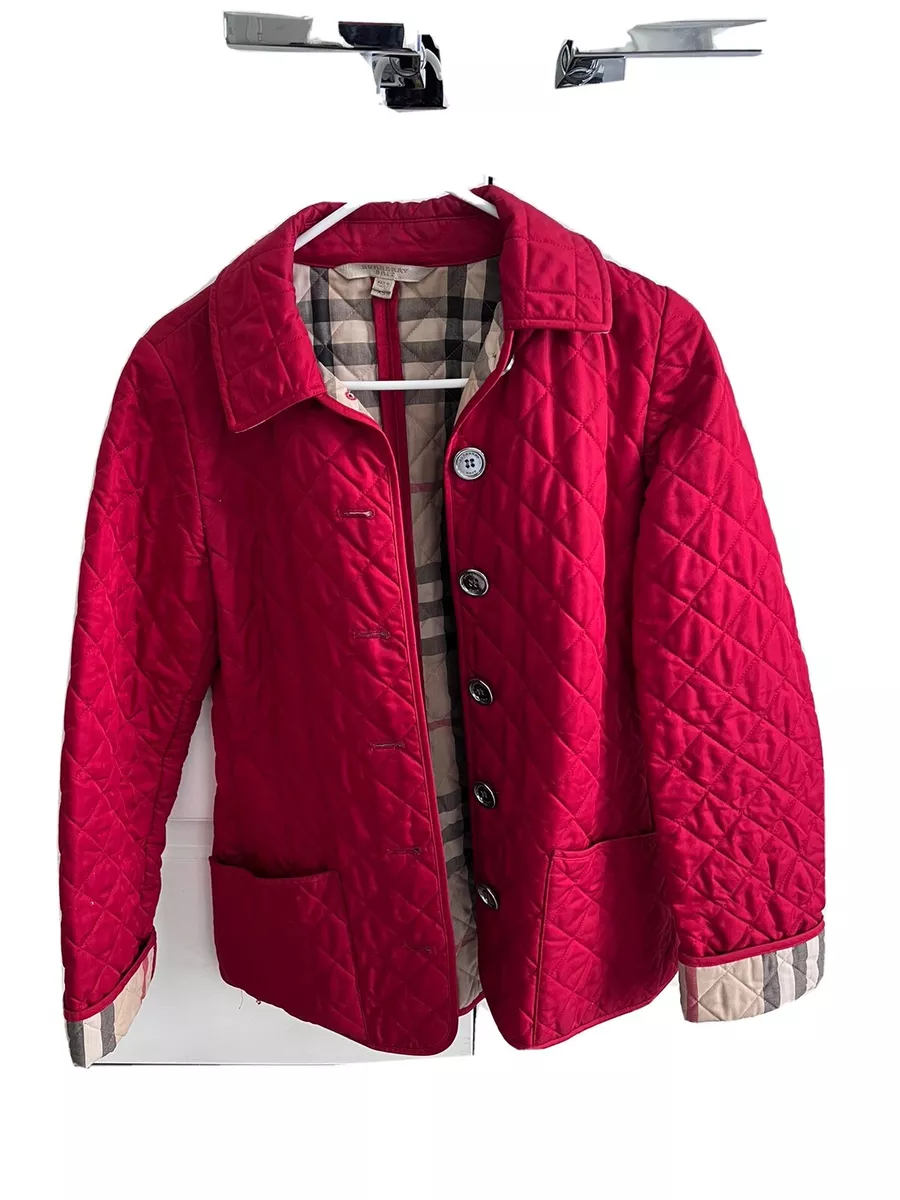 Red burberry quilted jacket outlet