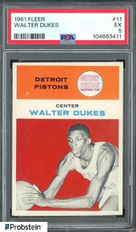 1961-62 Fleer Basketball #11 Walter Dukes Detroit Pistons PSA 5 EX