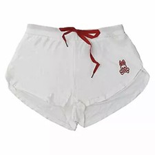 PSYCHO BUNNY Womens Modal Elastic Waistband Logo Sleep Lounge Shorts White