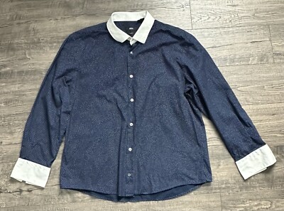 Hugo Boss Slim Fit Polka Dot Blue Long Sleeve Casual Shirt Size 43