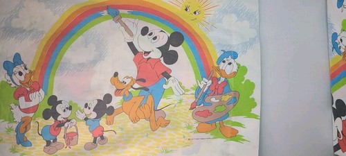 PACIFIC Disney Topolino/Amici piatto doppio lenzuolo e federa USA vintage anni 70 - Foto 3 di 9