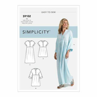 SIMPLICITY 9102 MISSES CAFTAN KLEID einfaches Schnittmuster Größen 6-14 & 16-24 EINFACH