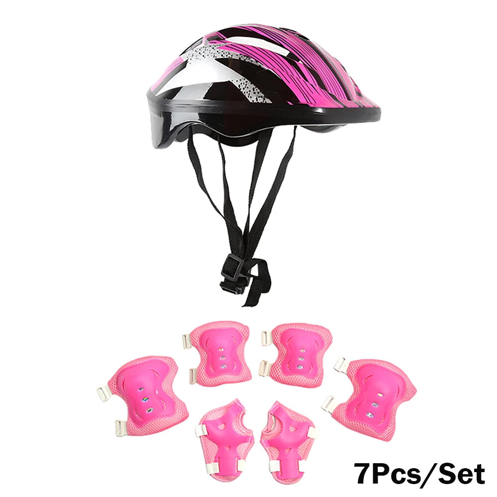 7Pcs/Set Kids Roller Skates Bike Safety Helmet Knee Elbow Wr