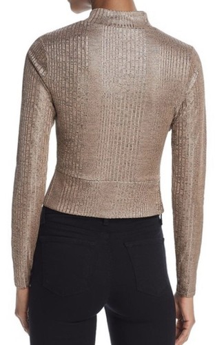 GUESS Metallic Long Sleeve Semi Sheer Top Size Large - Picture 12 of 13