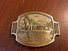Brass Belt Buckle, Fishing, Award Design, Excellent