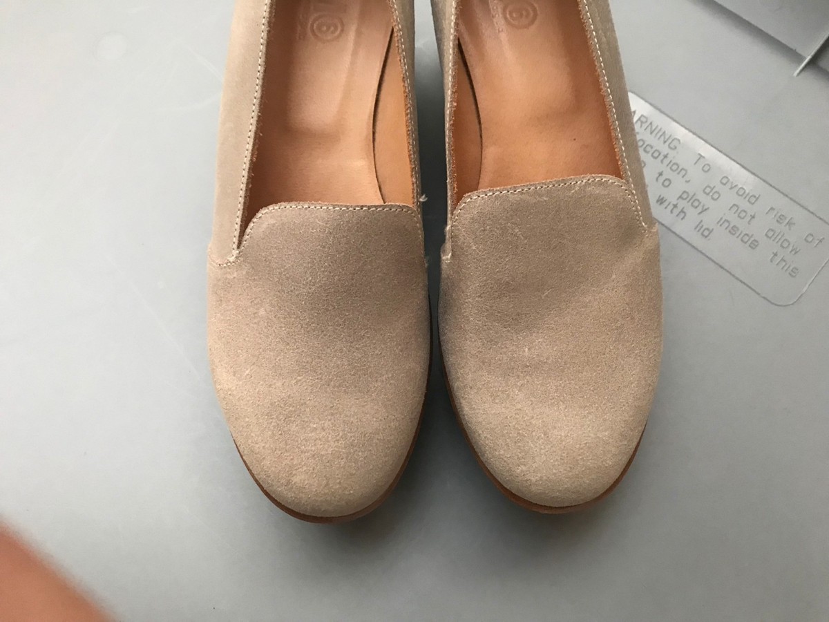 MM6 Maison Margiela Beige Nubuck Leather Platform Loafers Size 37