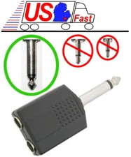 Adapter Connector 6.3mm 1/4" Male Mono to Dual Female Y Mic Cable Splitter Audio