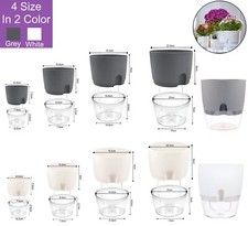 Self-Watering Flower planter Pot Drainage Hole Plastic Table Home Office White