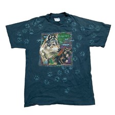Wolves Paws All Over Print Single Stitch T Shirt Vtg 90s Made In USA M