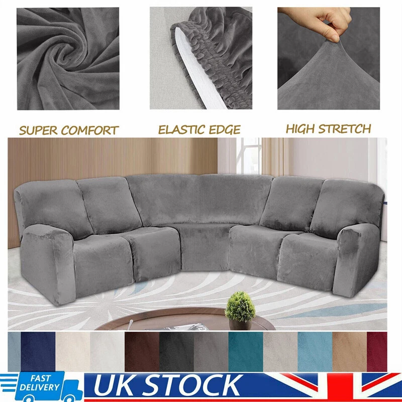 5 Seat Velvet Sofa Recliner Corner